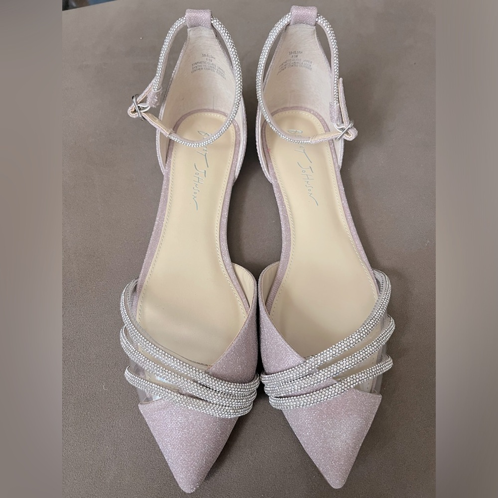 Betsey Johnson brand new shoes. Shimmer blush color with Rhinestones size 8.5
